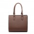 LT1650 - Miss Lulu Textured Leather Look Square Pocket Shoulder Handbag Brown